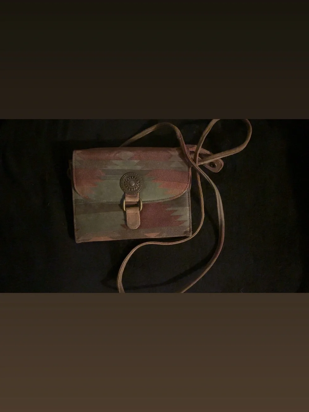 Vintage Minnetonka Brown and Tan Canvas Crossbody with Leather Trim